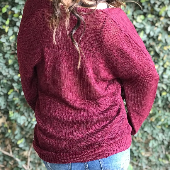 Crisscross Burgundy Sweater - Picture 5 of 8